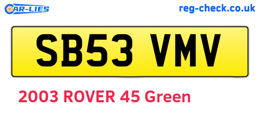 SB53VMV are the vehicle registration plates.