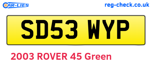 SD53WYP are the vehicle registration plates.