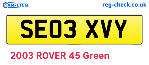 SE03XVY are the vehicle registration plates.