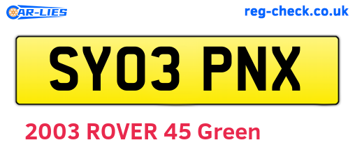 SY03PNX are the vehicle registration plates.