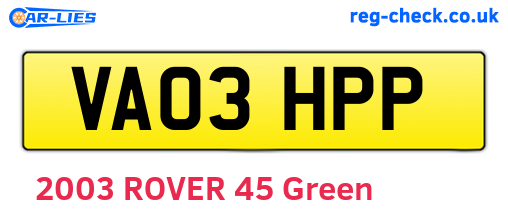 VA03HPP are the vehicle registration plates.