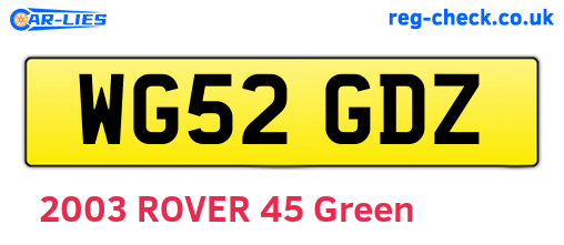 WG52GDZ are the vehicle registration plates.