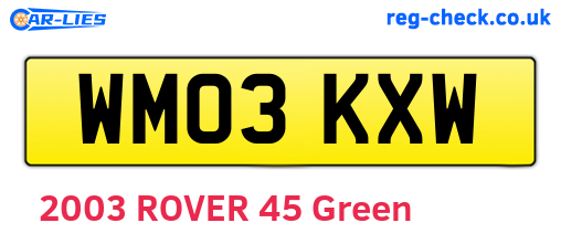 WM03KXW are the vehicle registration plates.