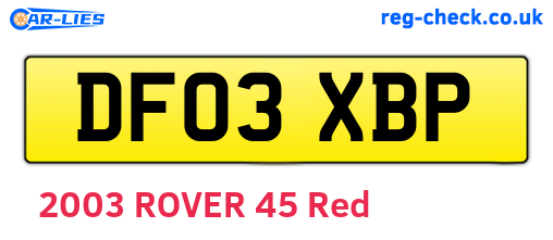 DF03XBP are the vehicle registration plates.