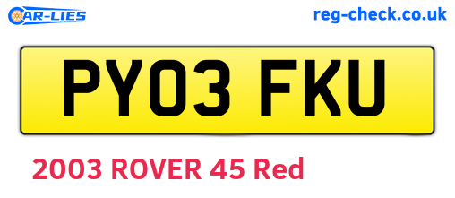 PY03FKU are the vehicle registration plates.