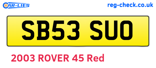 SB53SUO are the vehicle registration plates.