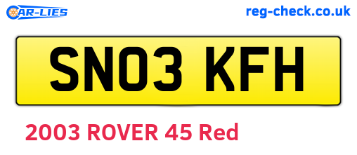 SN03KFH are the vehicle registration plates.