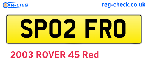 SP02FRO are the vehicle registration plates.