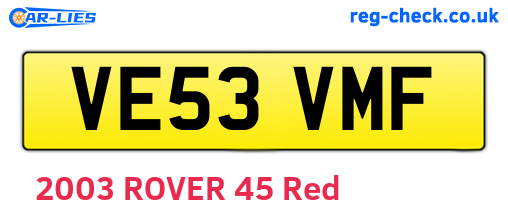 VE53VMF are the vehicle registration plates.