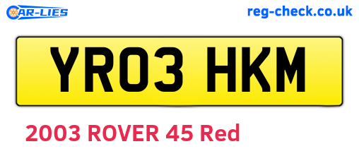 YR03HKM are the vehicle registration plates.