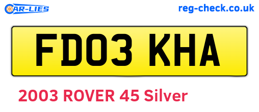 FD03KHA are the vehicle registration plates.