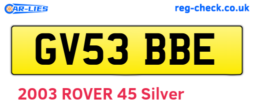 GV53BBE are the vehicle registration plates.