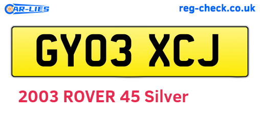 GY03XCJ are the vehicle registration plates.