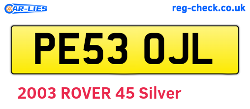 PE53OJL are the vehicle registration plates.