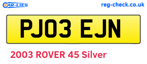PJ03EJN are the vehicle registration plates.