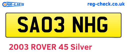 SA03NHG are the vehicle registration plates.