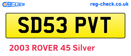 SD53PVT are the vehicle registration plates.