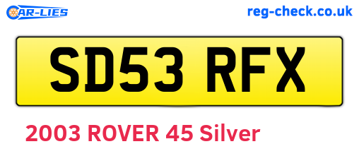 SD53RFX are the vehicle registration plates.