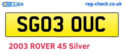 SG03OUC are the vehicle registration plates.