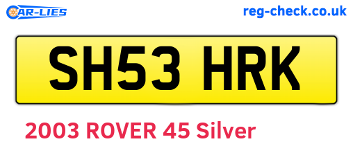 SH53HRK are the vehicle registration plates.