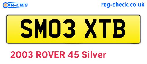 SM03XTB are the vehicle registration plates.