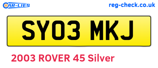 SY03MKJ are the vehicle registration plates.
