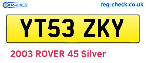 YT53ZKY are the vehicle registration plates.