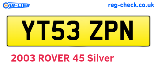 YT53ZPN are the vehicle registration plates.