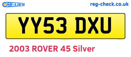 YY53DXU are the vehicle registration plates.