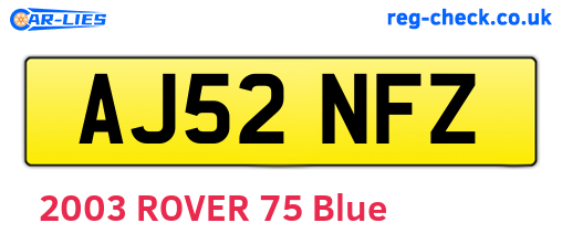 AJ52NFZ are the vehicle registration plates.