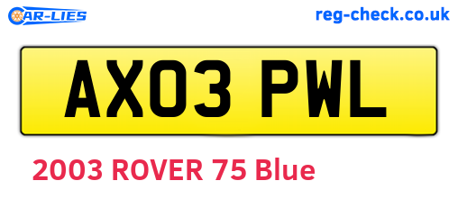 AX03PWL are the vehicle registration plates.
