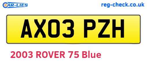 AX03PZH are the vehicle registration plates.
