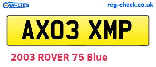 AX03XMP are the vehicle registration plates.