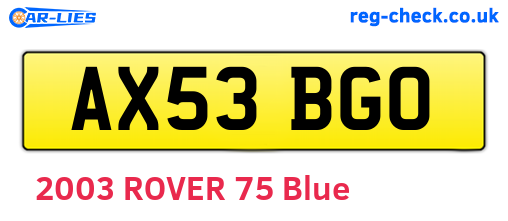 AX53BGO are the vehicle registration plates.