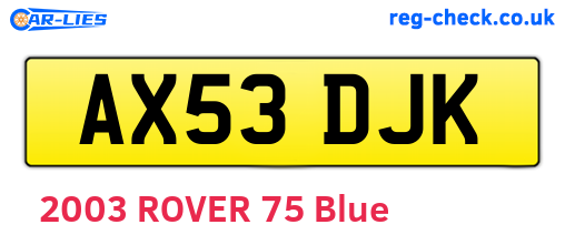 AX53DJK are the vehicle registration plates.
