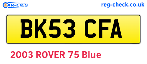 BK53CFA are the vehicle registration plates.