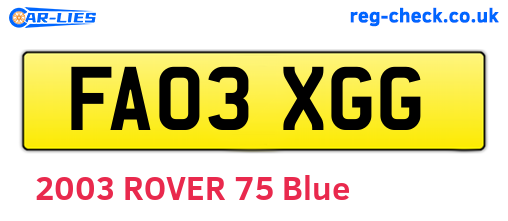 FA03XGG are the vehicle registration plates.