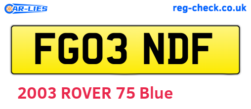 FG03NDF are the vehicle registration plates.