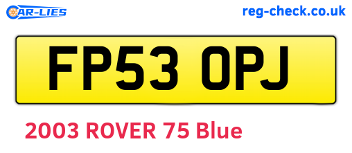 FP53OPJ are the vehicle registration plates.