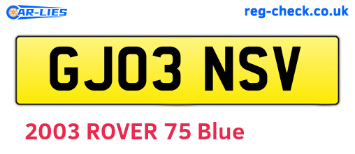 GJ03NSV are the vehicle registration plates.