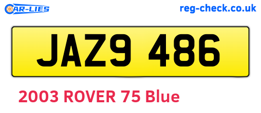 JAZ9486 are the vehicle registration plates.