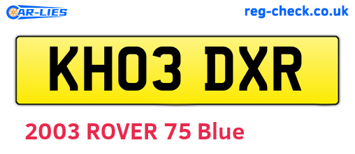 KH03DXR are the vehicle registration plates.