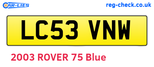 LC53VNW are the vehicle registration plates.