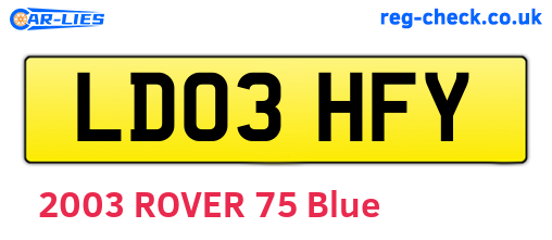LD03HFY are the vehicle registration plates.