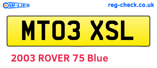MT03XSL are the vehicle registration plates.