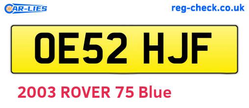 OE52HJF are the vehicle registration plates.