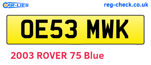 OE53MWK are the vehicle registration plates.
