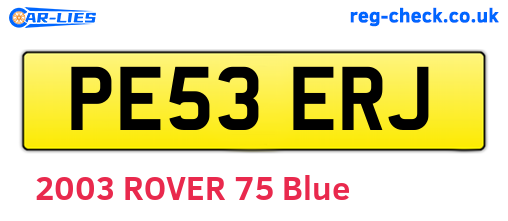 PE53ERJ are the vehicle registration plates.