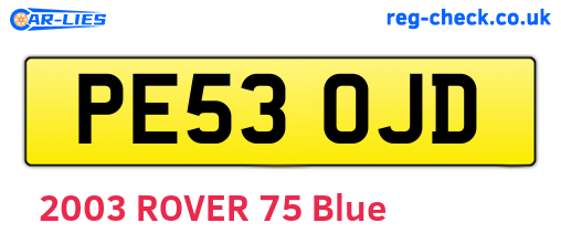 PE53OJD are the vehicle registration plates.
