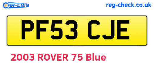 PF53CJE are the vehicle registration plates.